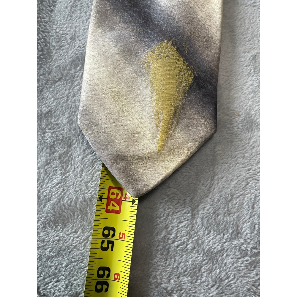 Rochester Tie, Silk, Abstract, Cream, Gray,‎ Gold, Mens, Made in Italy - Picture 8 of 8